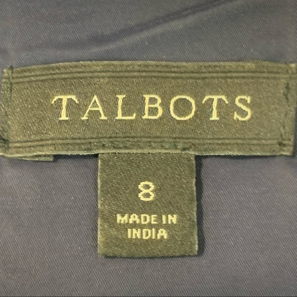 TALBOTS Dress Geo Mixed Print Fit & Flare Blue/White Sleeveless Lined Su… - Picture 6 of 7